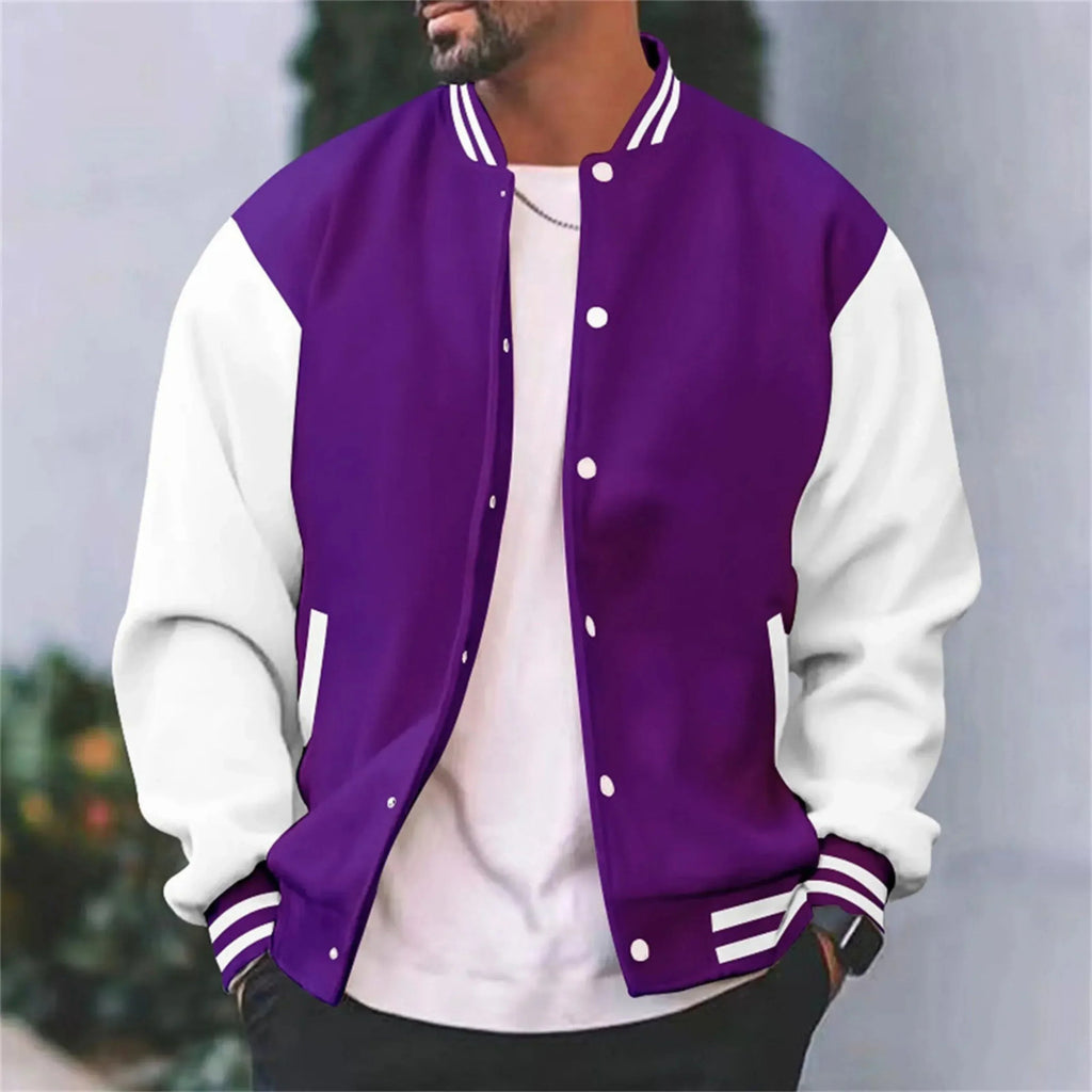 Veste bomber homme style universitaire, coupe slim, six coloris, pourpre