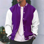 Veste bomber homme style universitaire, coupe slim, six coloris, pourpre