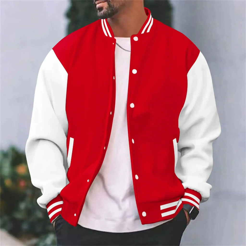 Veste bomber homme style universitaire, coupe slim, six coloris, rouge