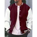 Veste bomber homme style universitaire, coupe slim, six coloris, bordeaux