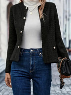 Veste bouclette femme noire, fermeture à boutons, du XS au L