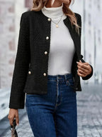 Veste bouclette femme noire, fermeture à boutons, du XS au L, noir