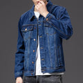 Veste camionneur homme en denim indigo, poches à rabat, bleu indigo
