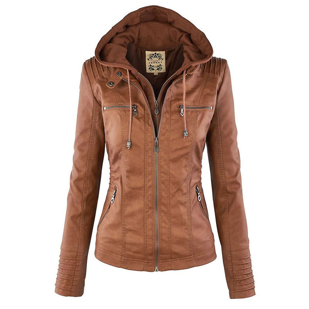 Veste à capuche femme zippée, poches, pour l'automne, kaki
