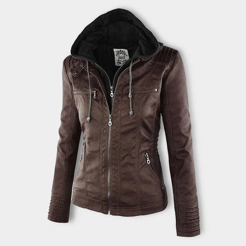 Veste à capuche femme zippée, poches, pour l'automne