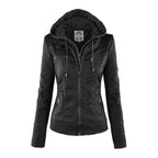 Veste à capuche femme zippée, poches, pour l'automne, noir