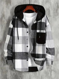 Veste à capuche homme à carreaux, coupe ample, du XS au 4XL, noir