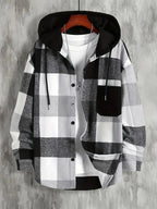 Veste à capuche homme à carreaux, coupe ample, du XS au 4XL, noir