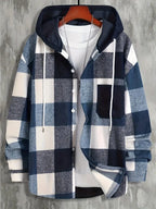 Veste à capuche homme à carreaux, coupe ample, du XS au 4XL, bleu marine
