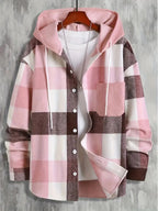 Veste à capuche homme à carreaux, coupe ample, du XS au 4XL, rose