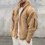 Veste d'hiver homme à capuche et zip intégral, du S au 3XL, kaki