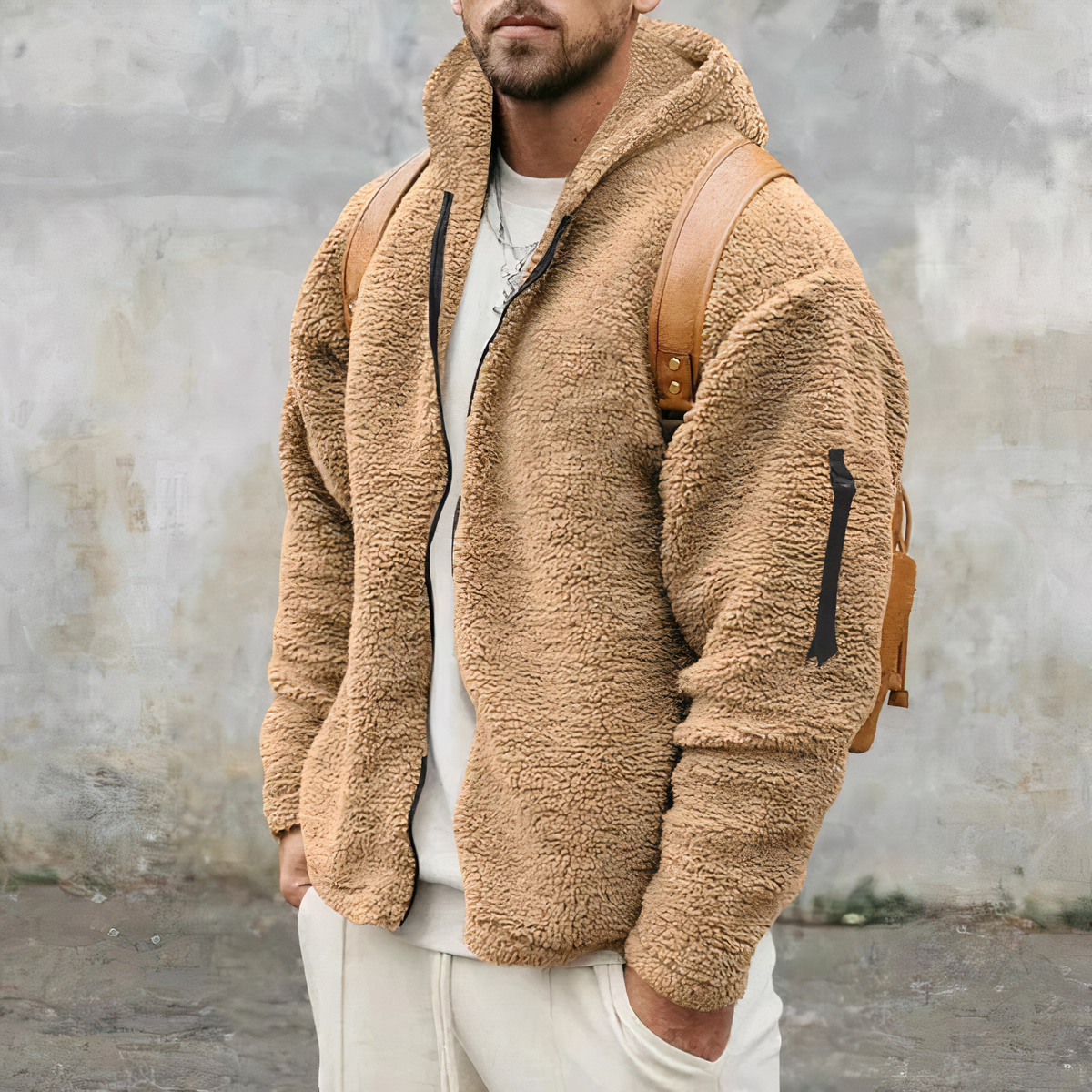 Veste d'hiver homme à capuche et zip intégral, du S au 3XL, kaki