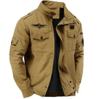 Veste cargo homme à col montant, style militaire, du M au 4XL, kaki