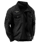 Veste cargo homme à col montant, style militaire, du M au 4XL, noir
