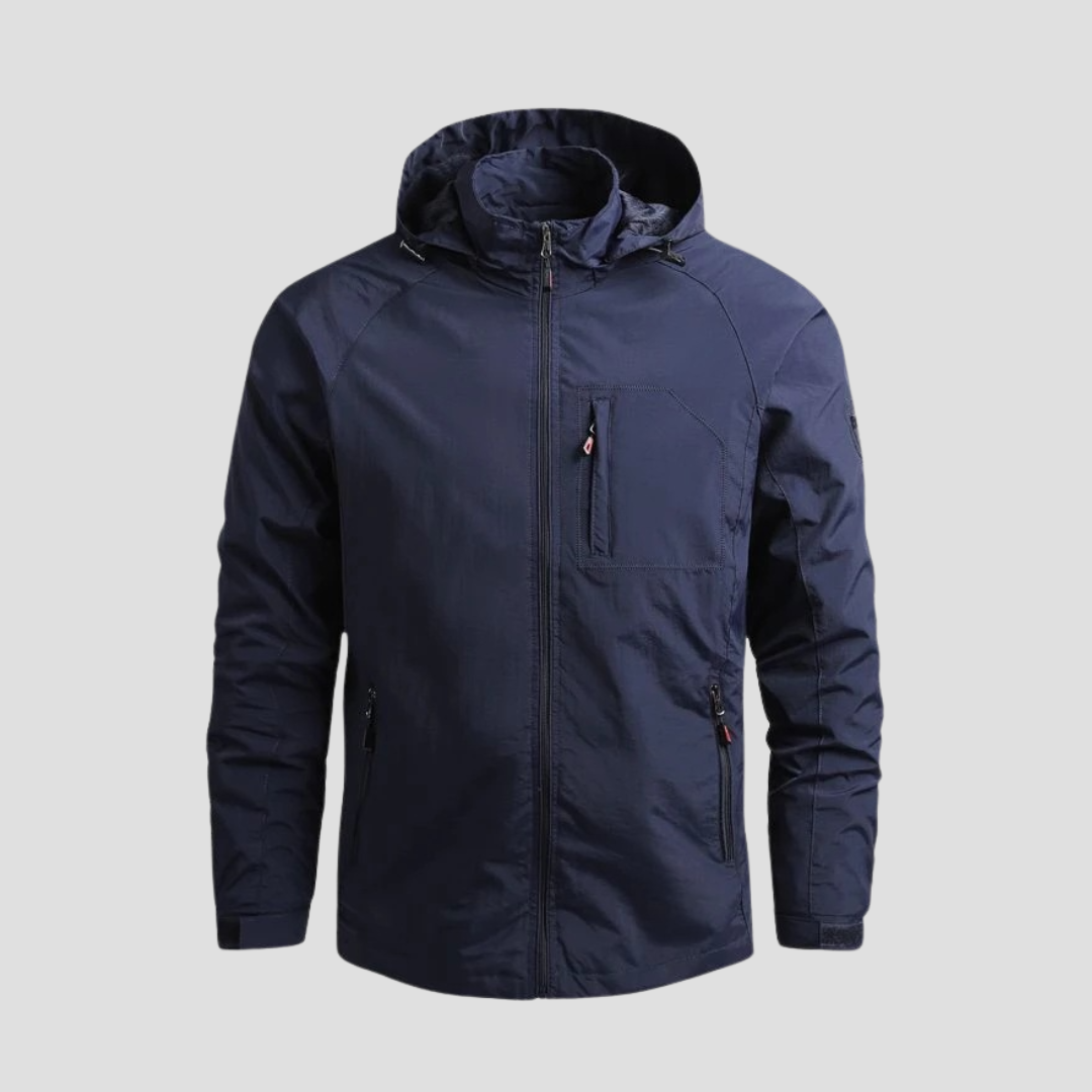 Veste cargo imperméable homme à capuche, coupe droite