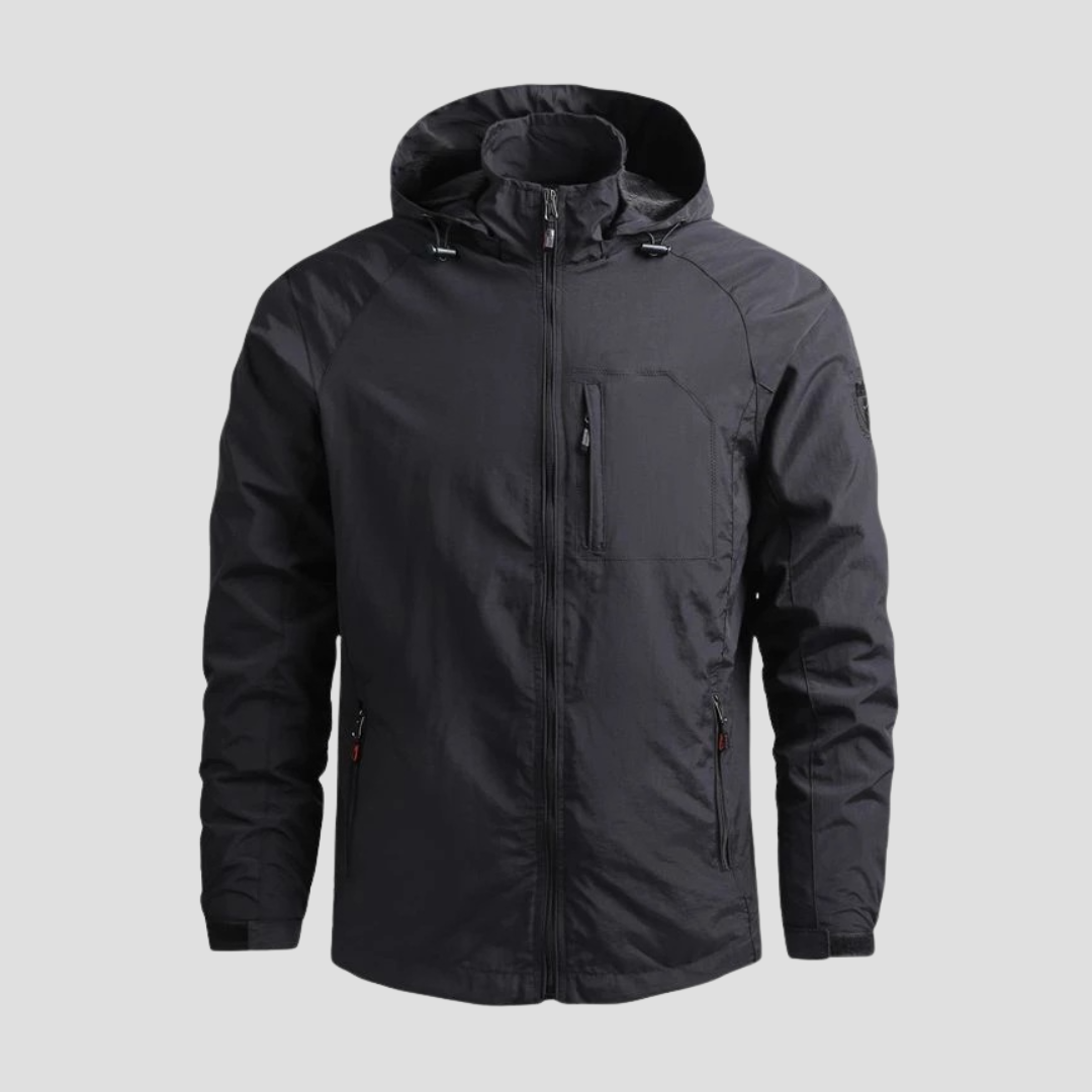 Veste cargo imperméable homme à capuche, coupe droite