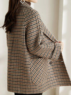 Veste à carreaux femme oversize, double boutonnage et revers