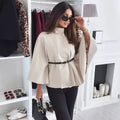 Veste ceinturée femme à col montant, manches longues, beige
