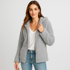 Veste chaude à capuche femme, poches latérales, dix coloris, gris