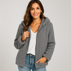 Veste chaude à capuche femme, poches latérales, dix coloris, gris foncé