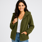 Veste chaude à capuche femme, poches latérales, dix coloris, vert