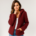 Veste chaude à capuche femme, poches latérales, dix coloris, rouge