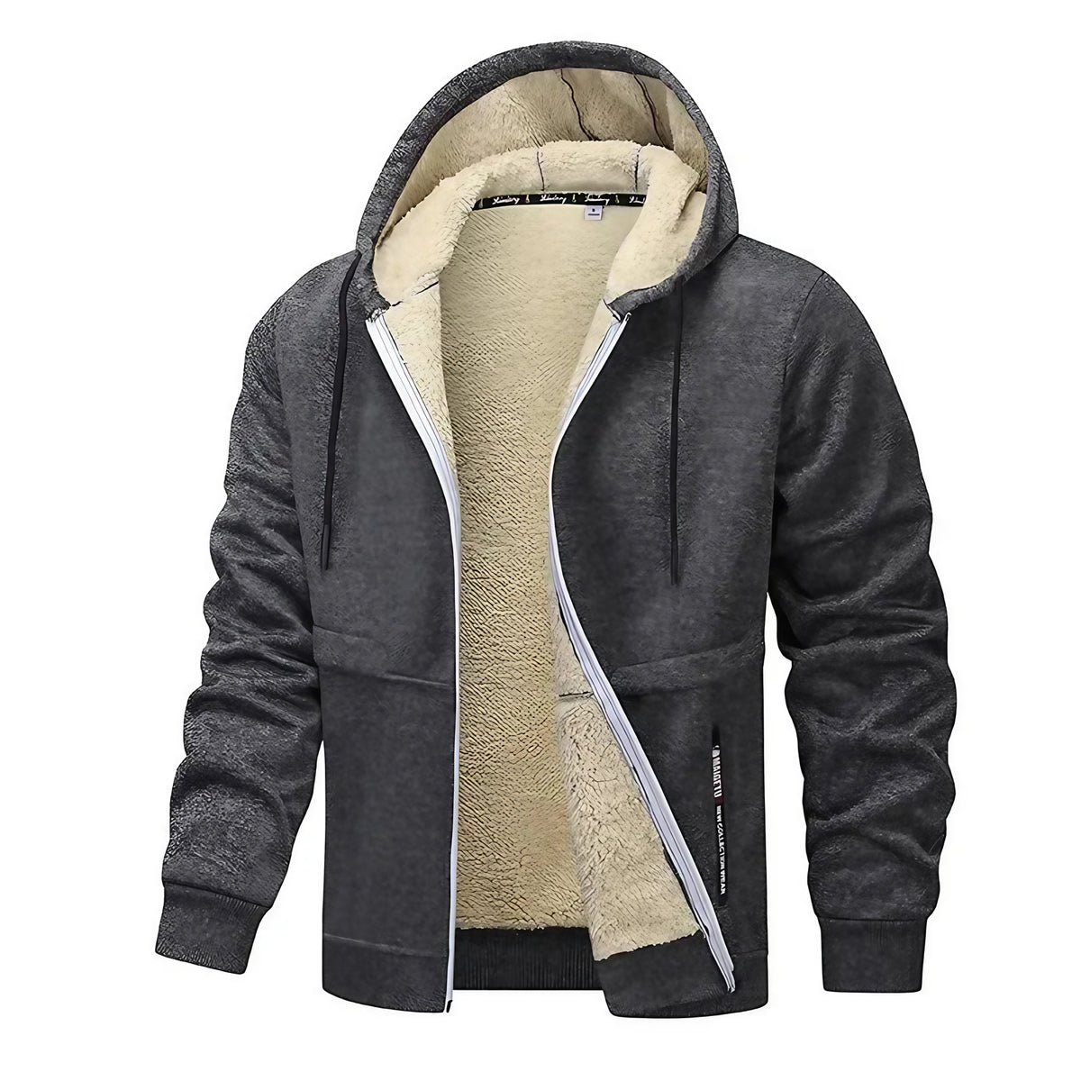 Veste doublée homme à capuche, zip intégral, huit coloris, gris