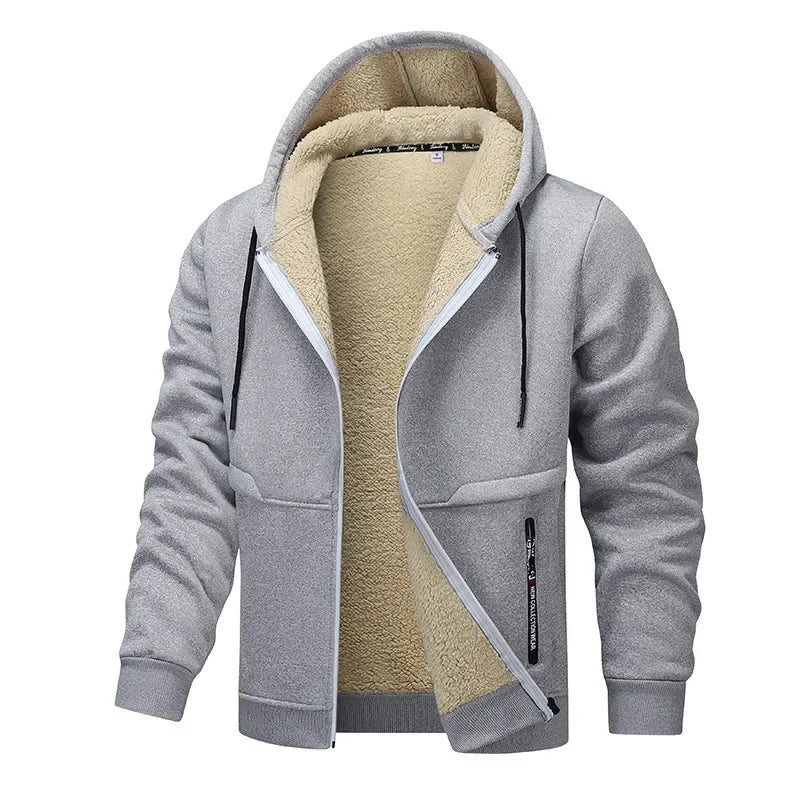 Veste doublée homme à capuche, zip intégral, huit coloris, gris clair