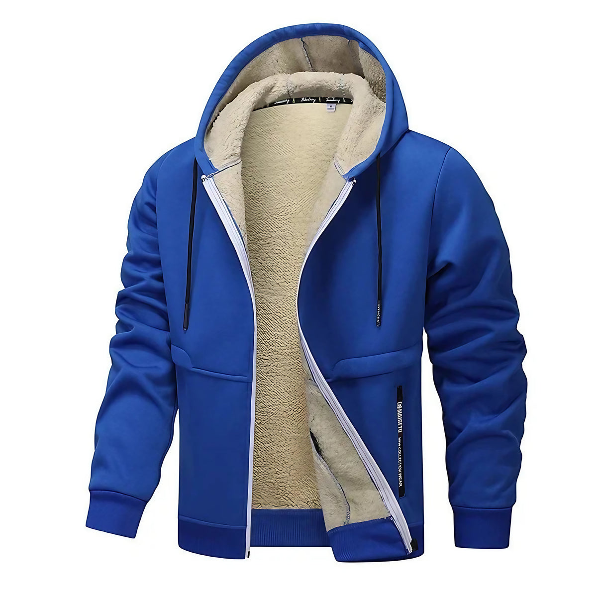 Veste doublée homme à capuche, zip intégral, huit coloris, bleu