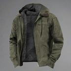 Veste chaude homme à capuche ajustable, doublée, à poches, vert