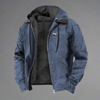 Veste chaude homme à capuche ajustable, doublée, à poches, bleu