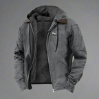 Veste chaude homme à capuche ajustable, doublée, à poches, gris