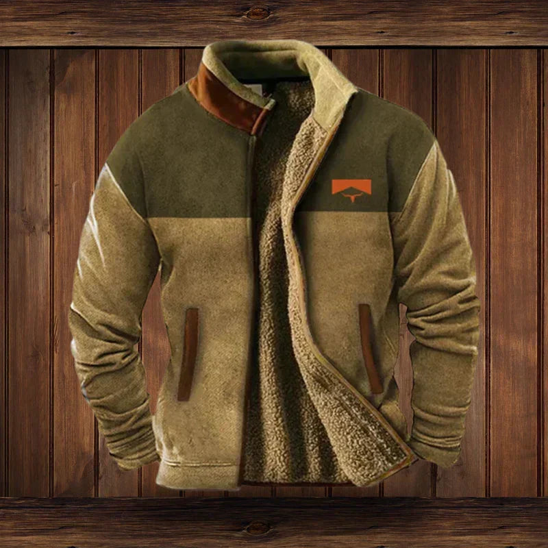 Veste homme style western à motifs ethniques, coupe ajustée, marron