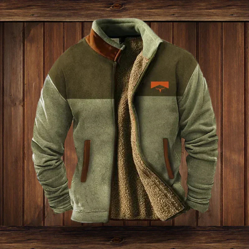 Veste homme style western à motifs ethniques, coupe ajustée, vert
