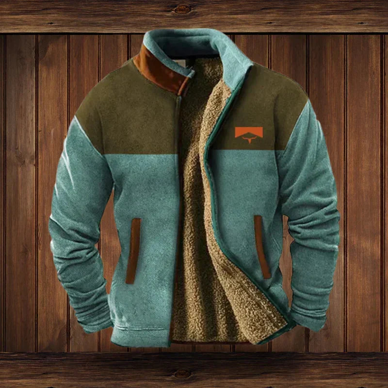 Veste homme style western à motifs ethniques, coupe ajustée, bleu