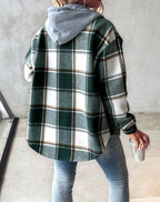Veste chemise femme à capuche, boutonnée, cinq coloris
