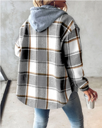 Veste chemise femme à capuche, boutonnée, cinq coloris