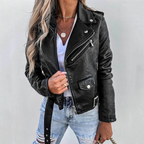 Veste cintrée femme à col montant et ceinture, rouge ou noir, noir