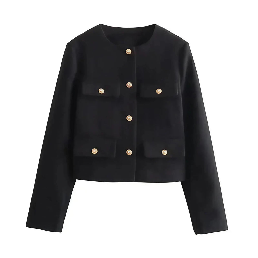 Veste cintrée femme à boutons dorés, du XS au XL, noir