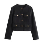 Veste cintrée femme à boutons dorés, du XS au XL, noir