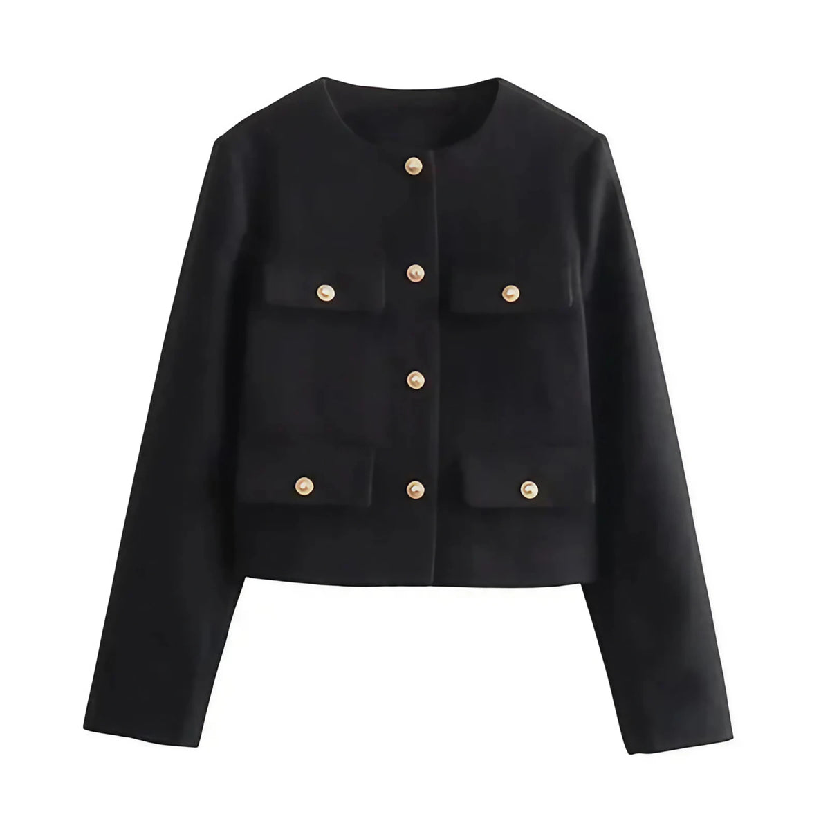 Veste cintrée femme à boutons dorés, du XS au XL, noir