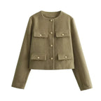 Veste cintrée femme à boutons dorés, du XS au XL, kaki