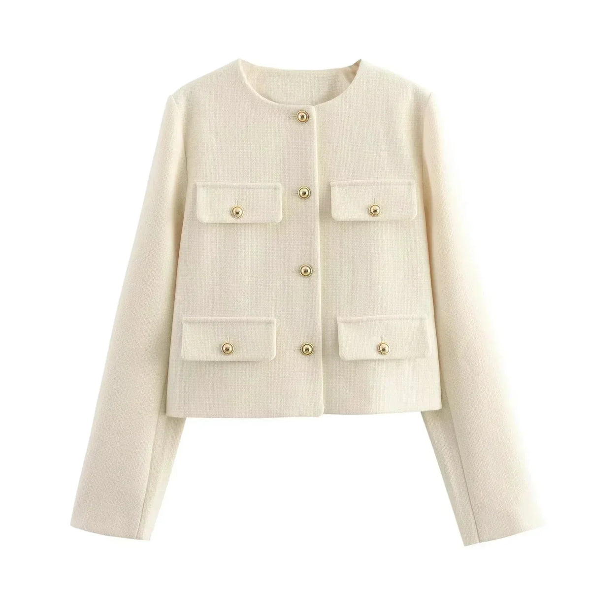 Veste cintrée femme à boutons dorés, du XS au XL, crème