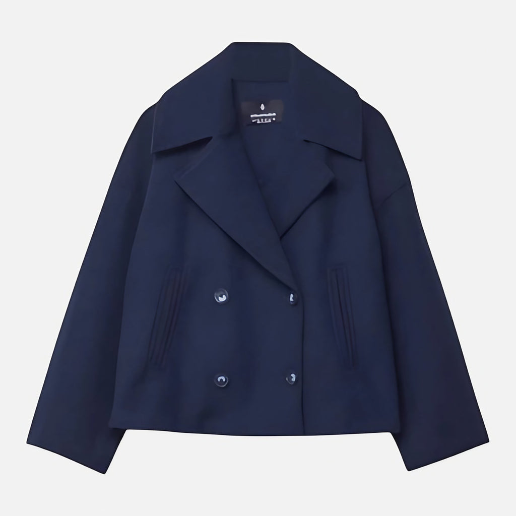 Veste cintrée femme à double boutonnage, revers larges, bleu