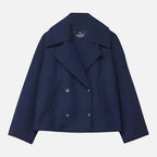 Veste cintrée femme à double boutonnage, revers larges, bleu