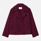 Veste cintrée femme à double boutonnage, revers larges, rouge