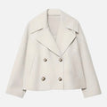 Veste cintrée femme à double boutonnage, revers larges, blanc
