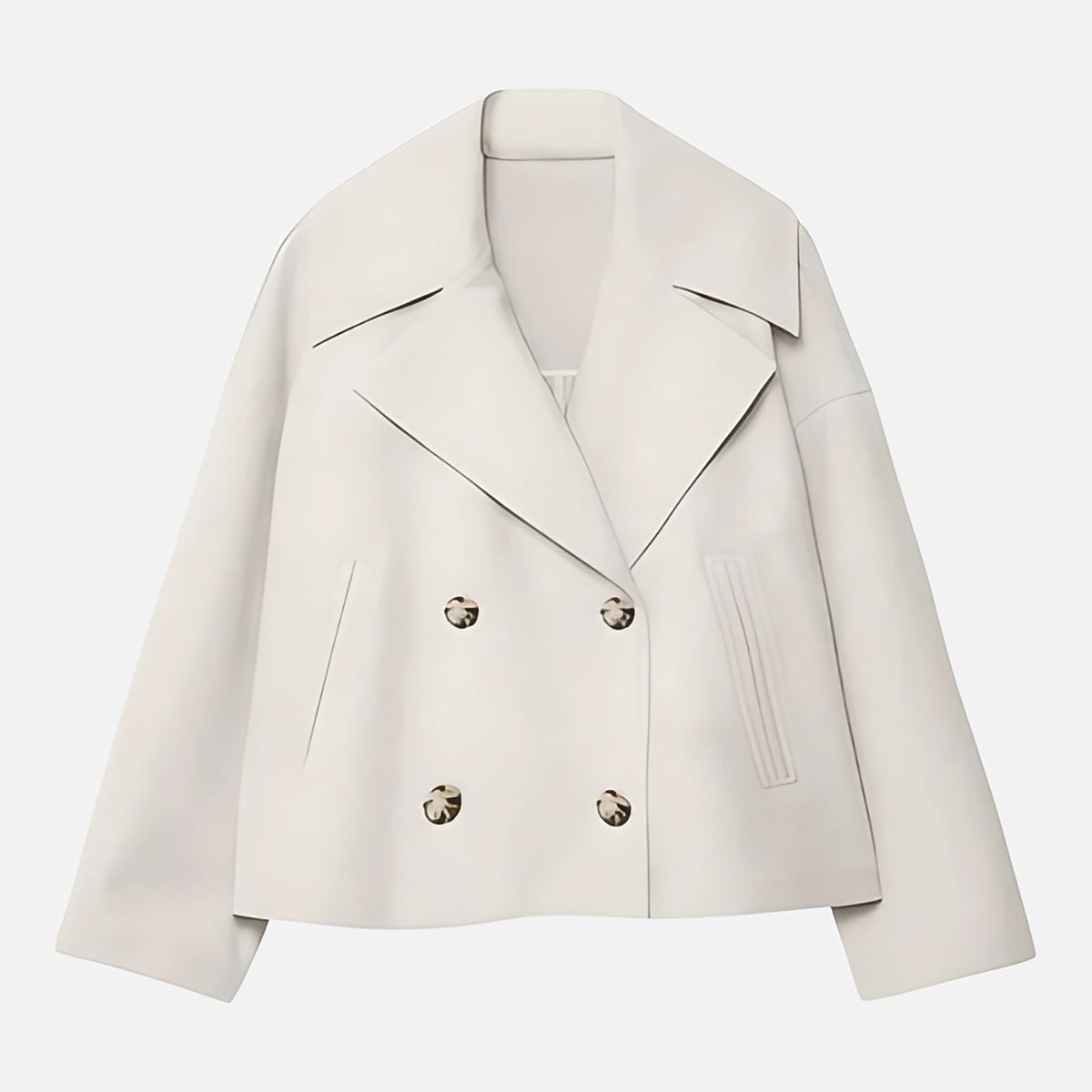 Veste cintrée femme à double boutonnage, revers larges, blanc