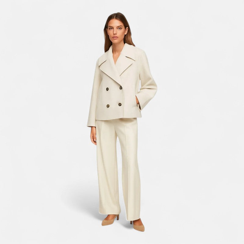 Veste cintrée femme à double boutonnage, revers larges