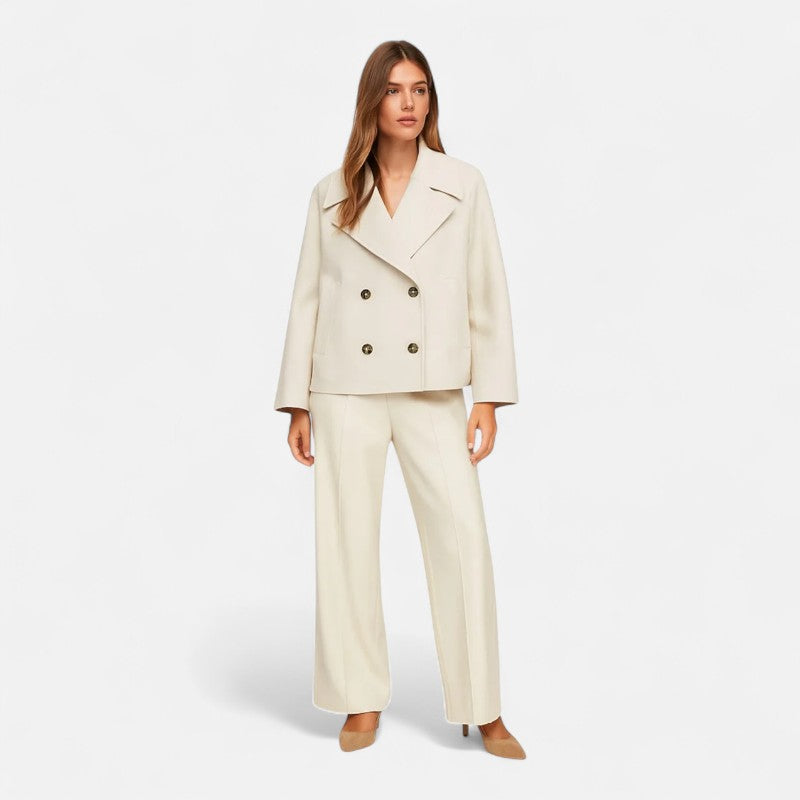 Veste cintrée femme à double boutonnage, revers larges